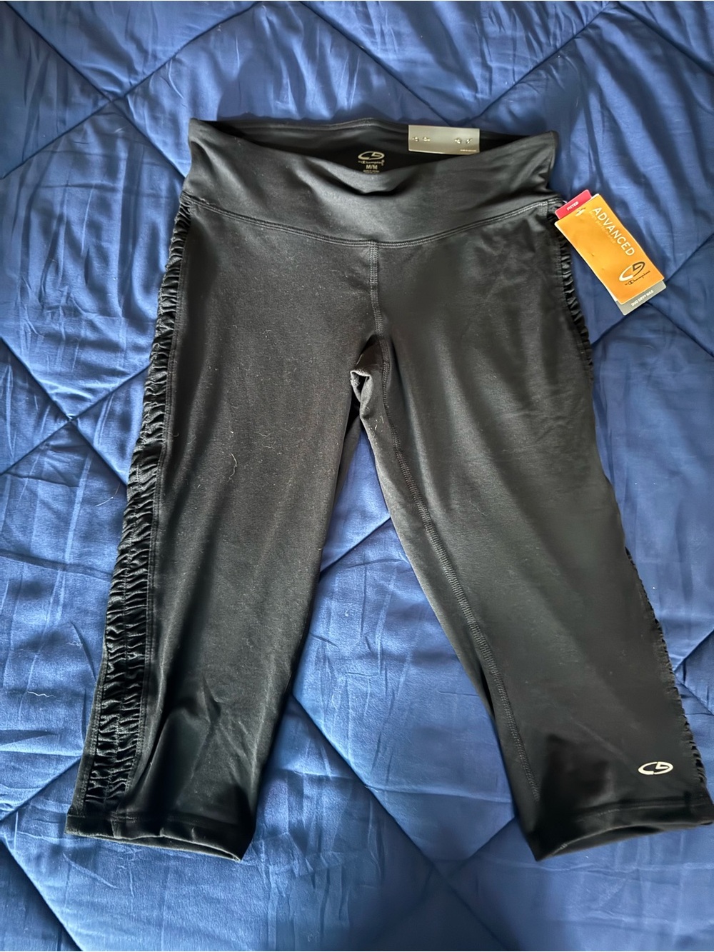 C9 by Champion Black Capri Leggings with Ruched Side Panel
